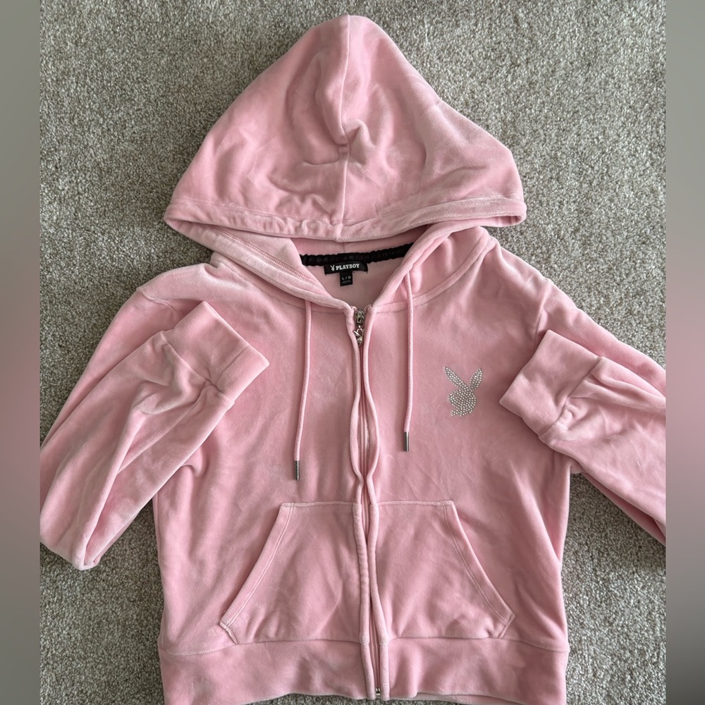 Pink rhinestone playboy hoodie